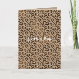 Tarjeta Purpurina de impresión de animales de leopardo de