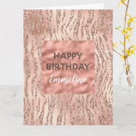 Tarjeta Purpurina de impresión de cebra de oro rosa rosa
