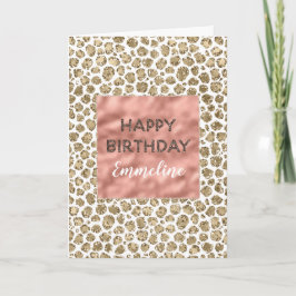 Tarjeta Purpurina de impresión de leopardo de oro rosa ros