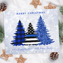 Tarjeta Purpurina de Navidades de policía de presu