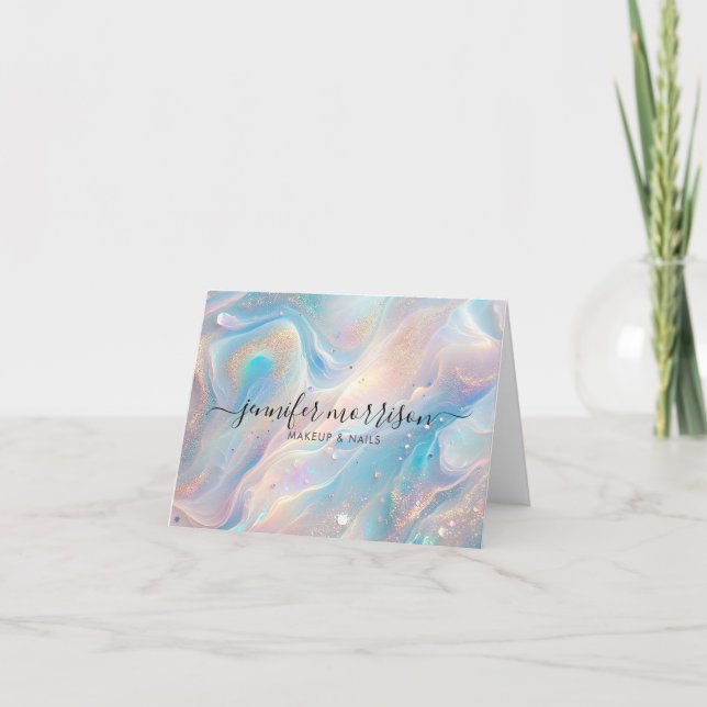 Tarjeta Purpurina de Oro Azul Holográfico Opal Personaliza (Anverso)