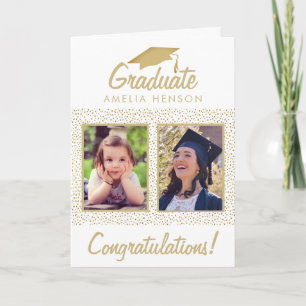 Tarjeta Purpurina de oro felicitaciones Graduado 2 Foto