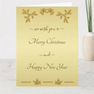 Tarjeta Purpurina de oro Feliz Navidad, Santa Claus de oro