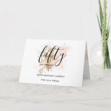 Purpurina de oro rosado moderno Girly 50 cumpleaño