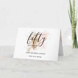 Tarjeta Purpurina de oro rosado moderno Girly 50 cumpleaño