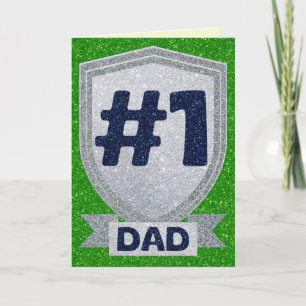 Tarjeta Purpurina del Día del Padre Silver #1