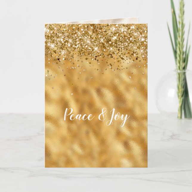 Tarjeta Purpurina Glam Gold Confetti Inspirador (Anverso)
