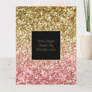 Tarjeta Purpurina Glitzy Gold Pink Sparkle