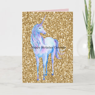 Tarjeta Purpurina Gold Unicorn