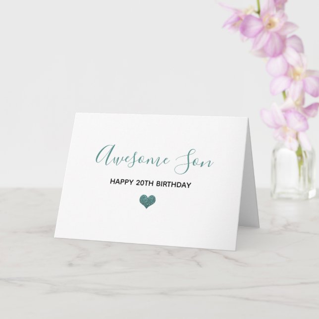 Tarjeta purpurina gris azul de cumpleaños feliz hijo (Orquídea)