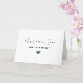 Tarjeta purpurina gris azul de cumpleaños feliz hijo