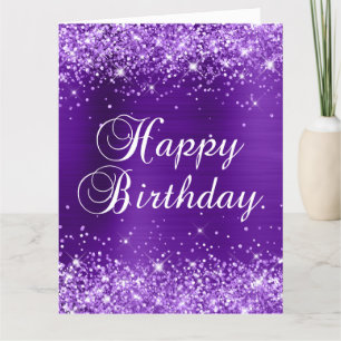 Tarjeta Purpurina Índigo Purpúrea Gran Cumpleaños Feliz