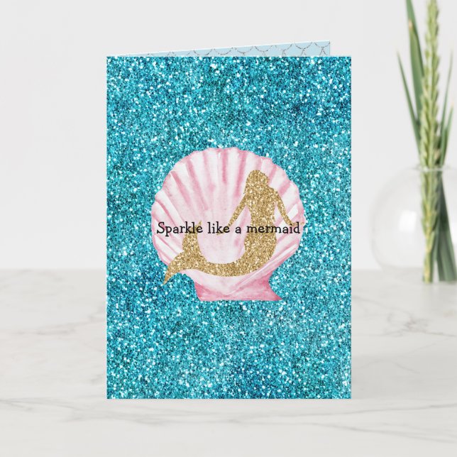 Tarjeta Purpurina Mermaid Aqua Glitz (Anverso)
