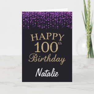 Tarjeta Purpurina Purple Black and Gold para los 1