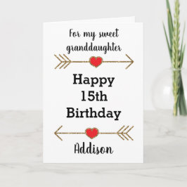 Tarjeta Purpurina Rojo y Oro 15º cumpleaños