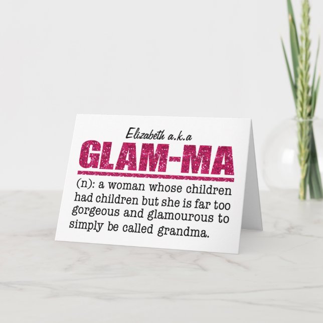 Tarjeta Purpurina Rosa Caliente Faux Glam-Mamáes (Anverso)