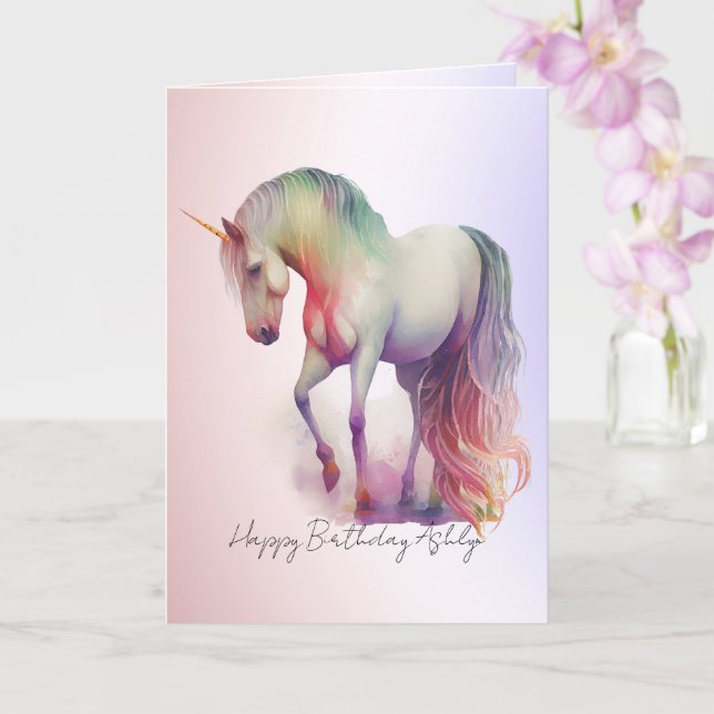 Tarjeta Purpurina Rubor morado mágico Ombre Unicornio (Orquídea)