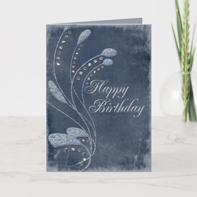 Tarjeta Purpurina Swirls Cumpleaños (Anverso)