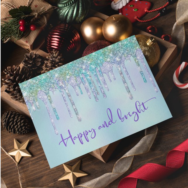 Tarjeta Purpurina turquesa de moda persigue a Navidades gr (Subido por el creador)