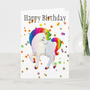 Tarjeta Purpurina unicornio feliz cumpleaños
