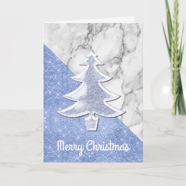 Tarjeta Purpurinoso moderna de Navidades de árbol  (Anverso)