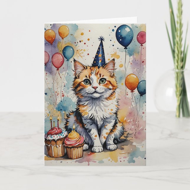 Tarjeta Purr-fección de cumpleaños - Personalizable (Anverso)