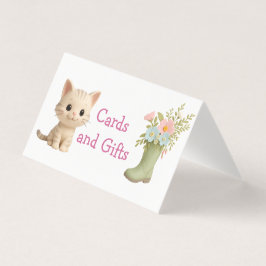 Tarjeta Purr-fect Baby Girl Kitten Baby Shower Table Card