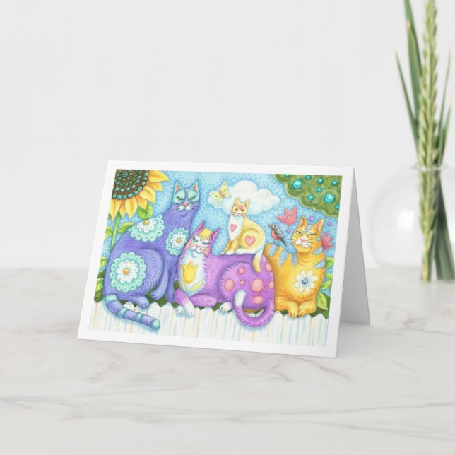 Tarjeta PURRFECT FELINE FRIENTES, CAT GREETING CARD Blank (Anverso)