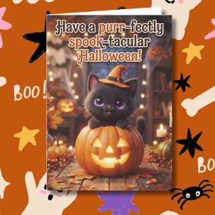 Tarjeta Purrfectamente Espeluznante Halloween Página par