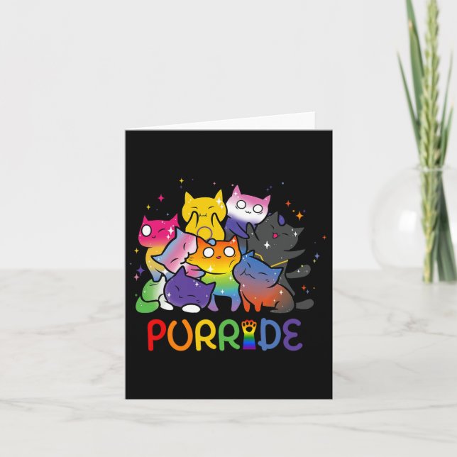 Tarjeta Purride Cat Pride Ally Lgbt Amantes de los Animale (Anverso)