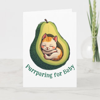 Tarjeta Purrparing for Baby Cute Avocado Cat Pregnancy