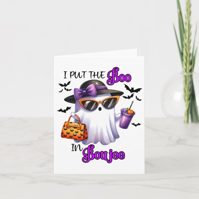 Tarjeta Puse El Boo En Boujee Cute Fantasma Halloween Spoo (Anverso)