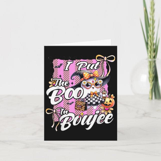 Tarjeta Puse El Boo En Boujee Cute Ghost Leopard Halloween (Anverso)