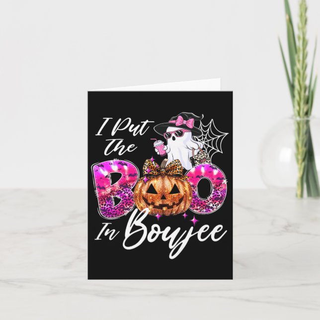 Tarjeta Puse el Boo en Boujee Cute Leopard Boujie Fantasma (Anverso)