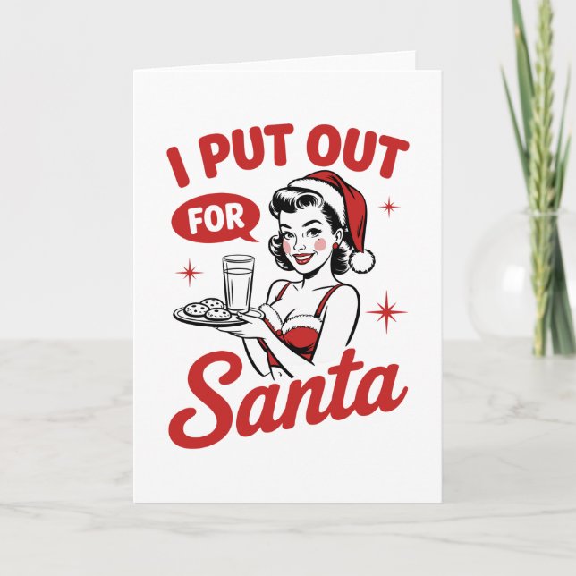 Tarjeta Puse Galletas De Navidad Leche Para Santa Retro (Anverso)