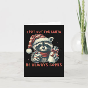 Tarjeta Puse Para Santa Siempre Viene Mapache Navidad