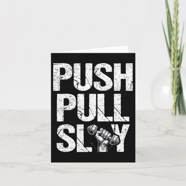 Tarjeta Push Pull Slay Weight Weightlifer Bodybuilding Bo (Anverso)