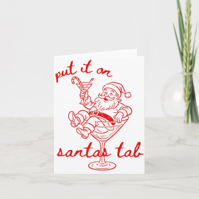 Tarjeta Put It On Santas Tab Funny Christmas Santa Tail Re (Anverso)