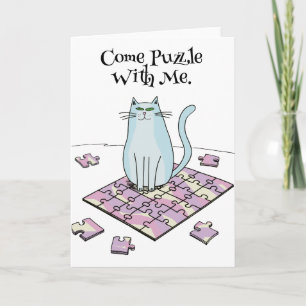 Tarjeta Puzzle valentine Jigsaw Cat puzzers