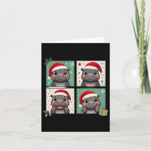 Tarjeta Pygmy Hippo Meme Sombrero Santa Claus Photobooth D