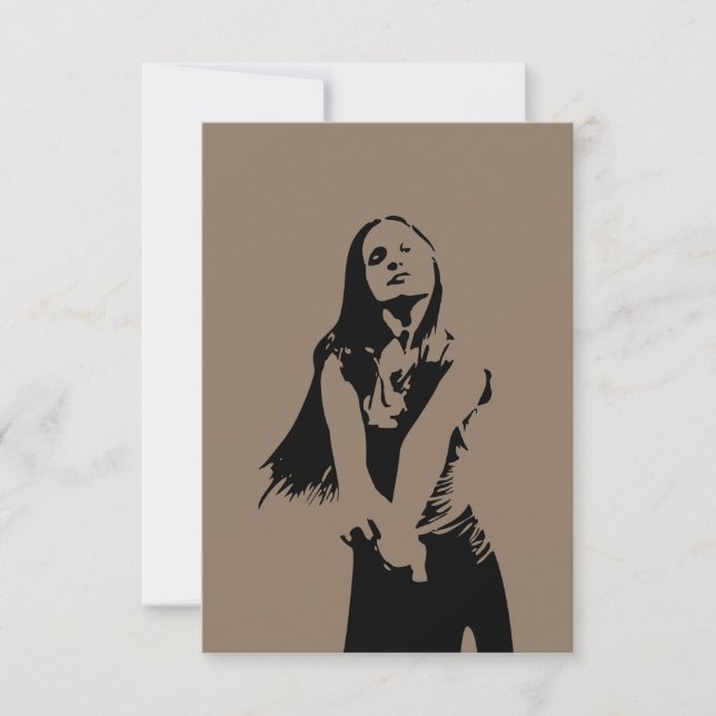 Tarjeta Qr Code Fashiable Black Dancing Chica Silhouette (Anverso)