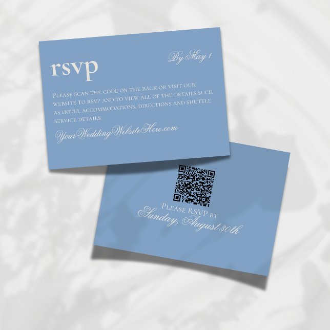 Tarjeta QR de Boda Azul de Dinero Antiguo Atempora (Make it easy for your guests to RSVP for your big day with this Timeless Old Money Wedding QR RSVP!)