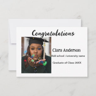 Tarjeta QR graduación de eleg clásico con foto en blanco