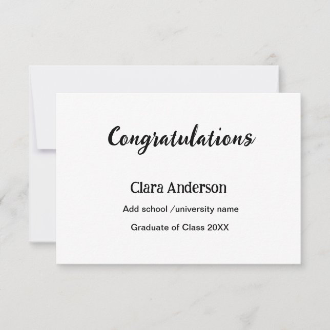 Tarjeta QR graduación de eleg clásico con foto en blanco (Anverso)