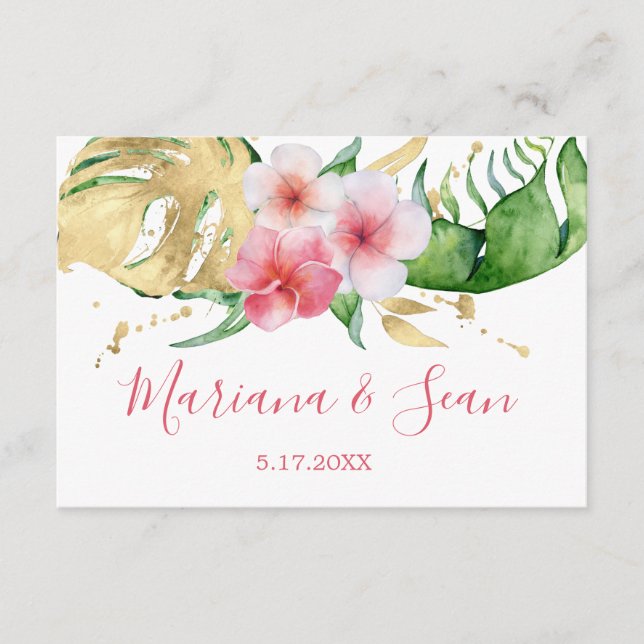 Tarjeta QR RSVP Boda floral rosa tropical (Anverso)
