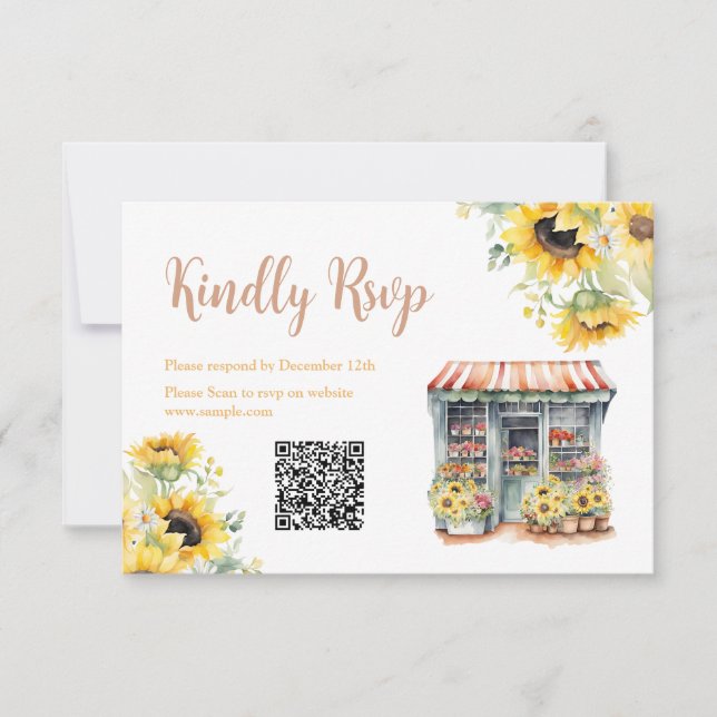 Tarjeta QR Rsvp de la ducha de novia del mercado d (Anverso)