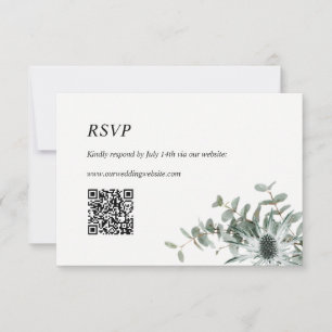 Tarjeta QR RSVP para Boda   Thistle verde sabio