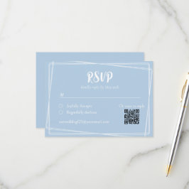 Tarjeta QR Wedding RSVP con estilo azul claro