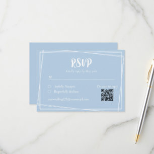 Tarjeta QR Wedding RSVP con estilo azul claro