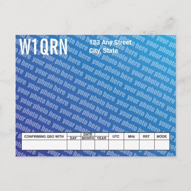 Tarjeta QSL Añadir su propia foto (Anverso)